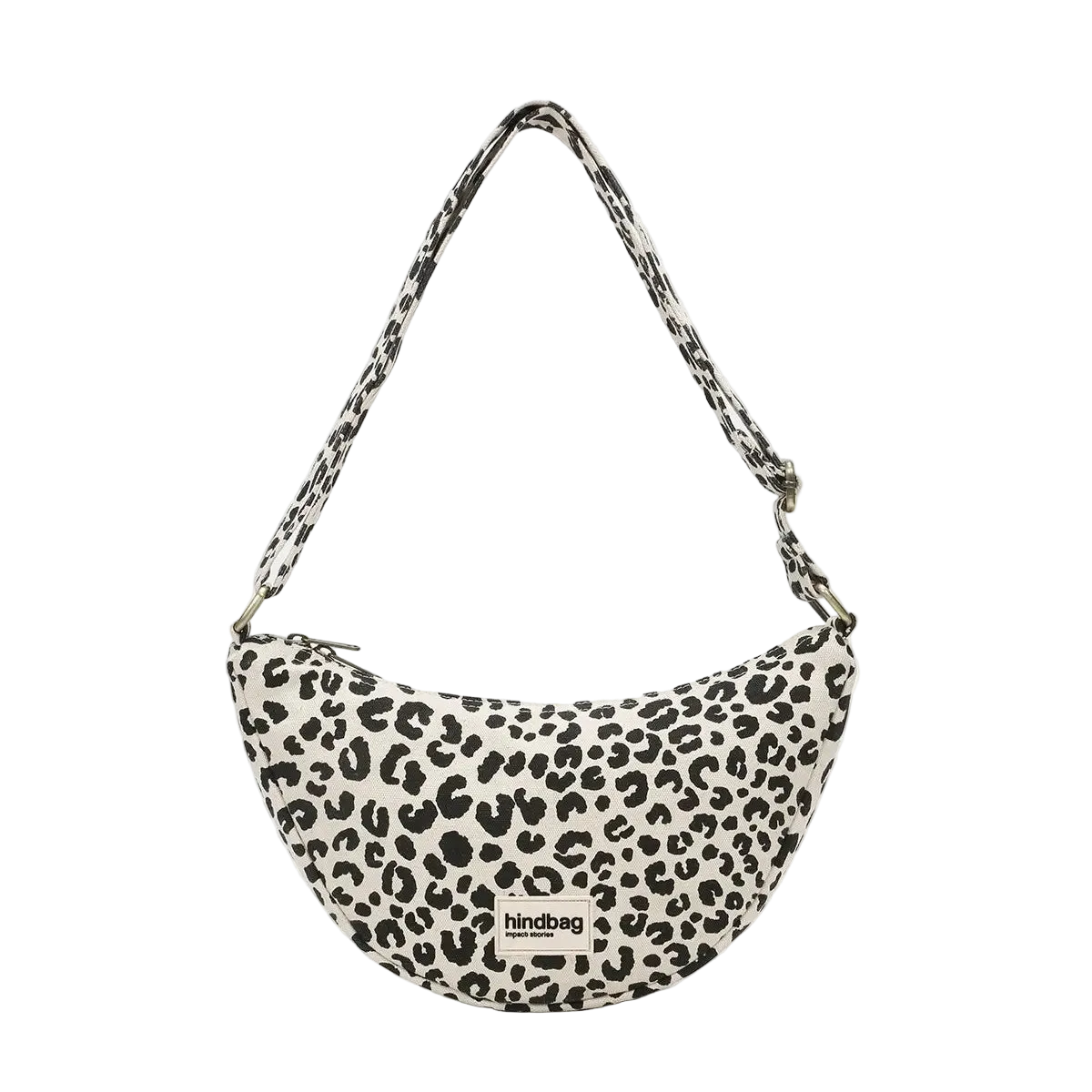 Leopard print handbag with a visible brand name on a light gray background