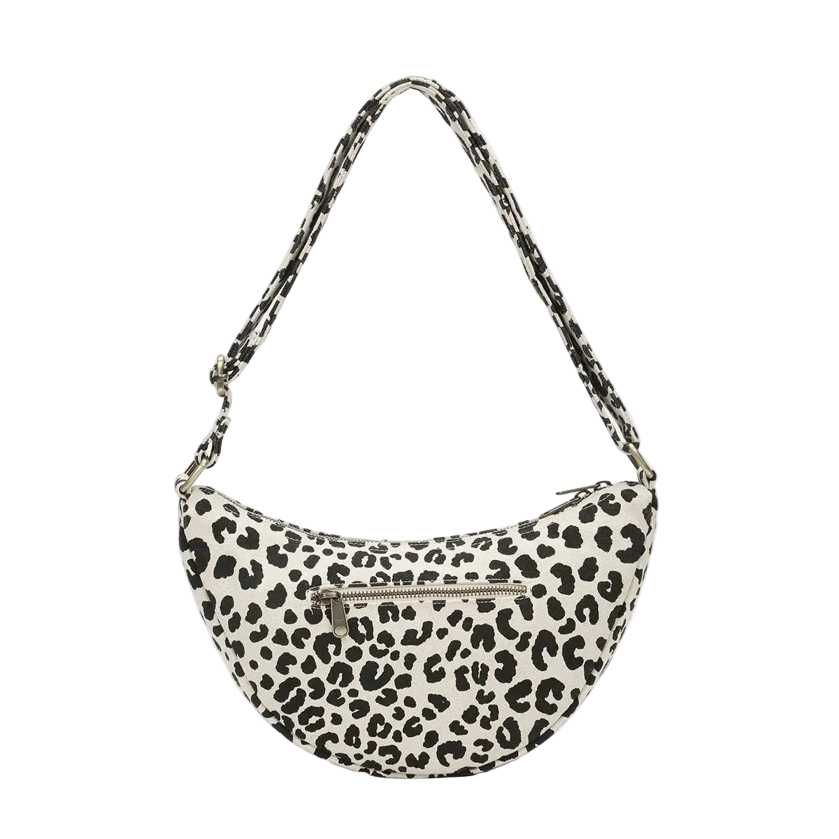 Leopard print handbag with a visible brand logo on a light gray background