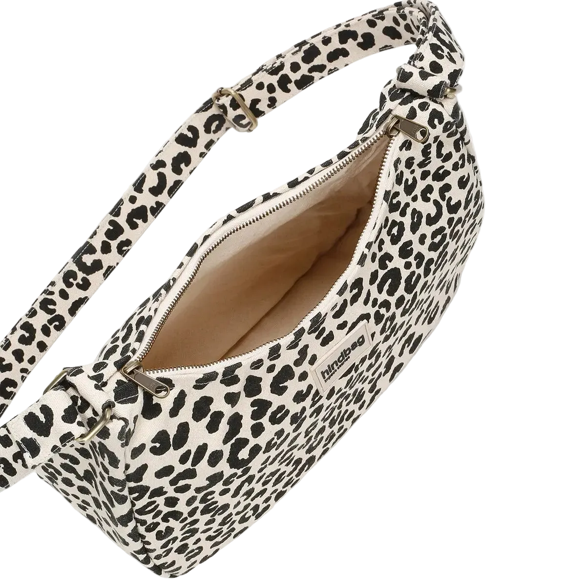 Noor leopard print shoulder bag interior with zip pocket