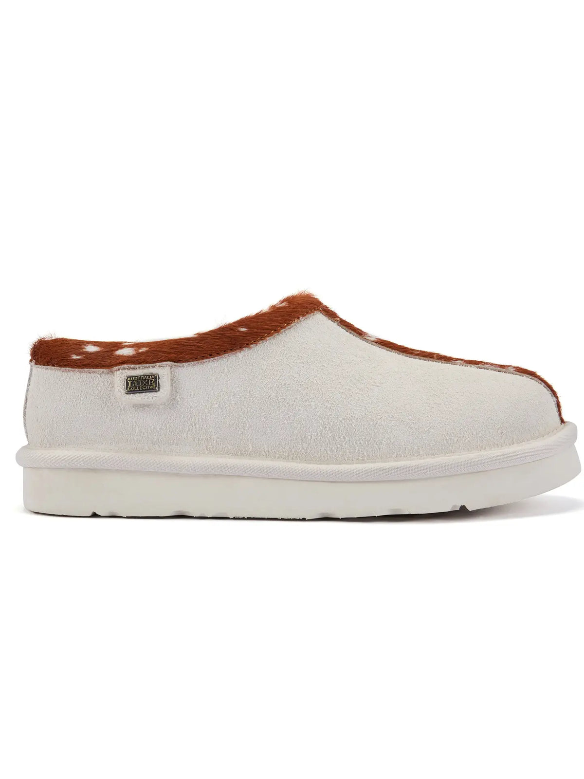 VEOBELLA Harlow, Cream Bambi Trim print moccasin clog, front view