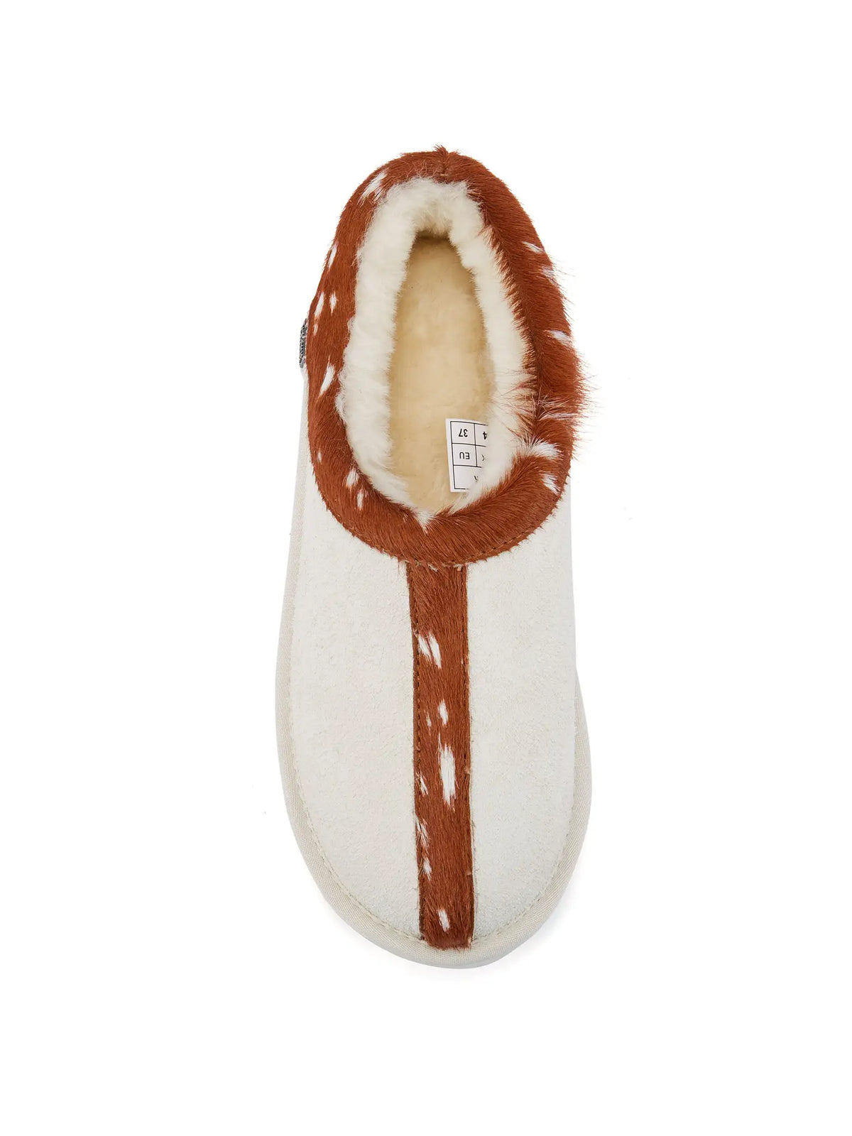 VEOBELLA Harlow, Cream Bambi Trim print moccasin clog, top view