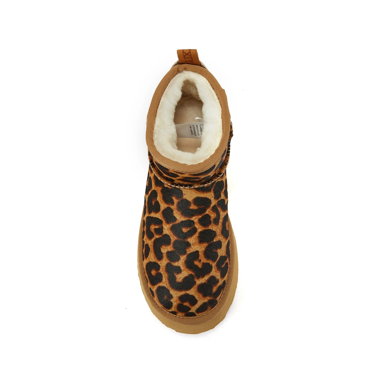 VEOBELLA Ingrid, Leopard print platform ultra-short boot, top view