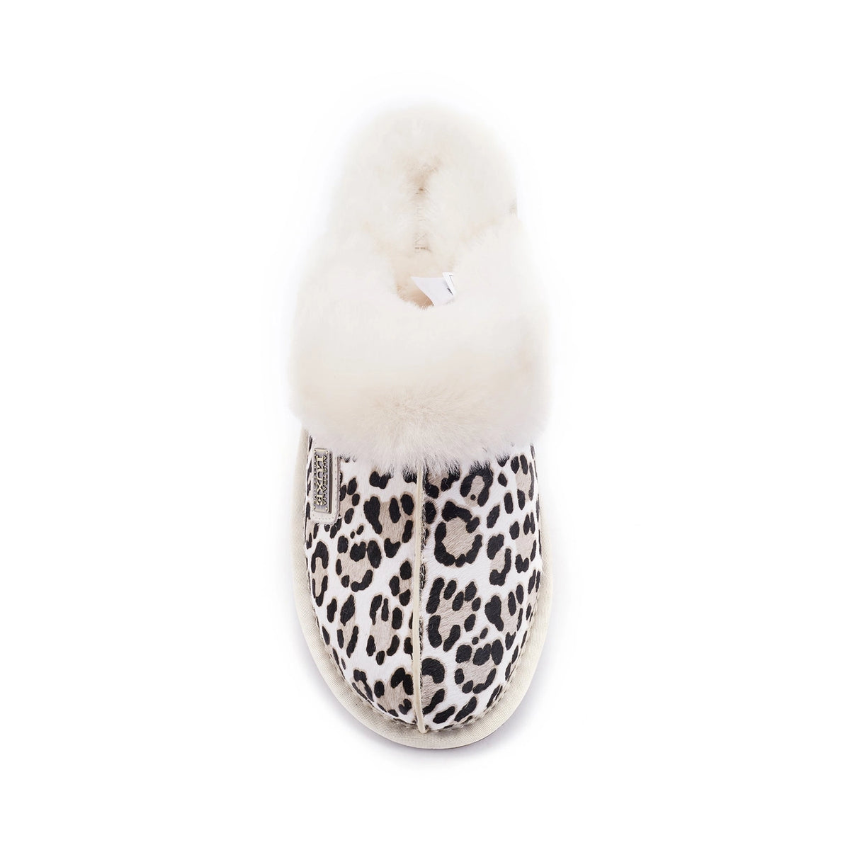 VEOBELLA Isla, Snow Leopard print closed mule, top view