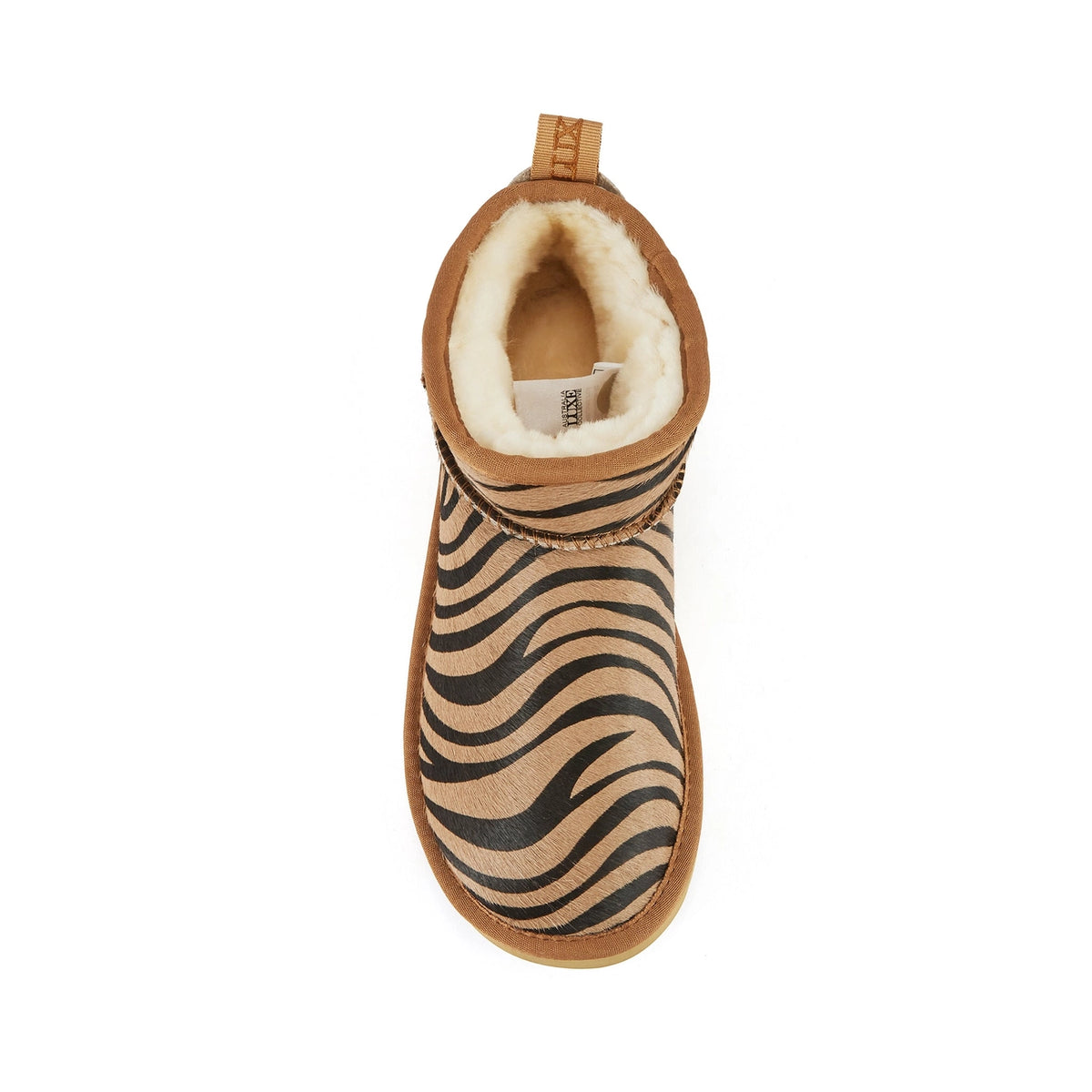 VEOBELLA Kai, Zebra print ultra-short boot, top view
