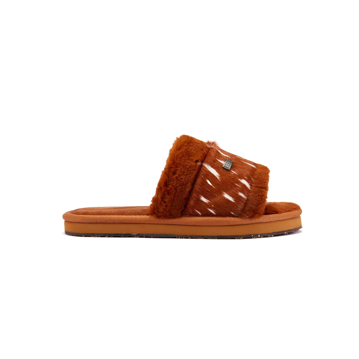 VEOBELLA Karin, Bambi print shearling slide sandal, side view