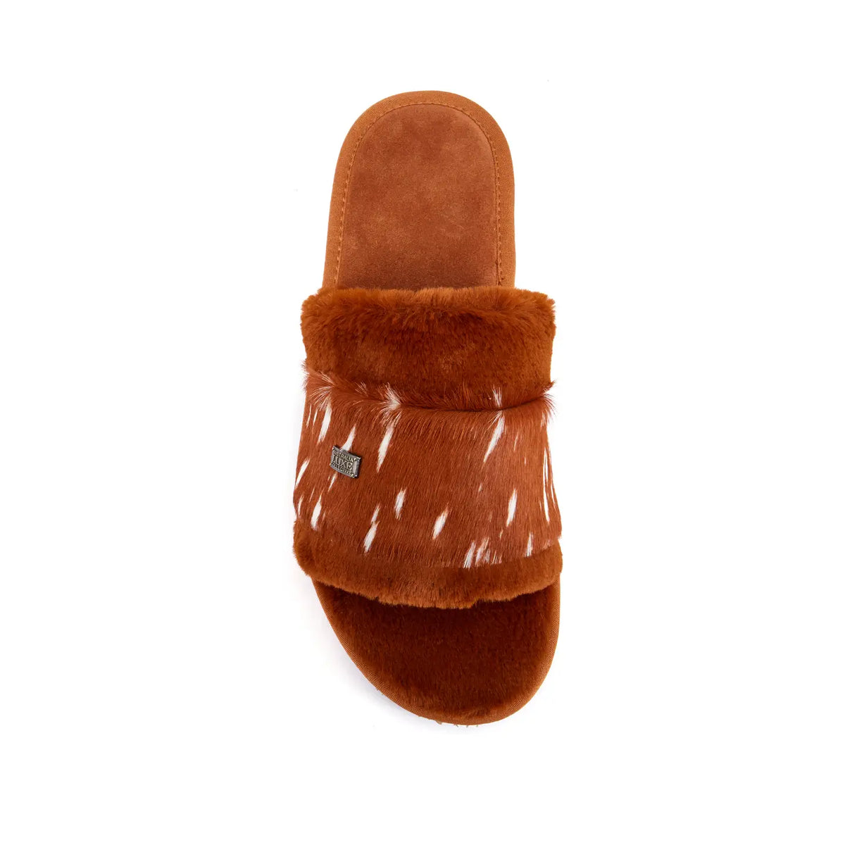 VEOBELLA Karin, Bambi print shearling slide sandal, top view