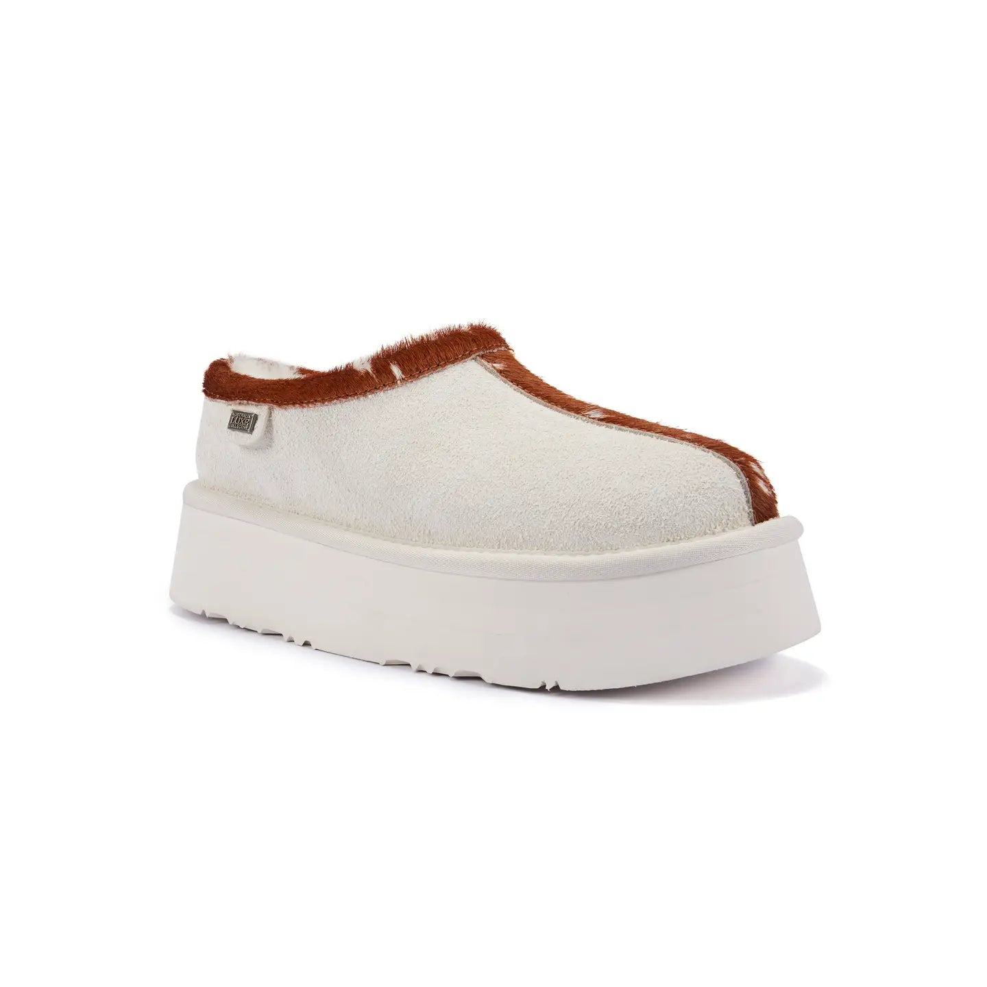 VEOBELLA Lumi, Cream Bambi Trim print platform moccasin clog, front view