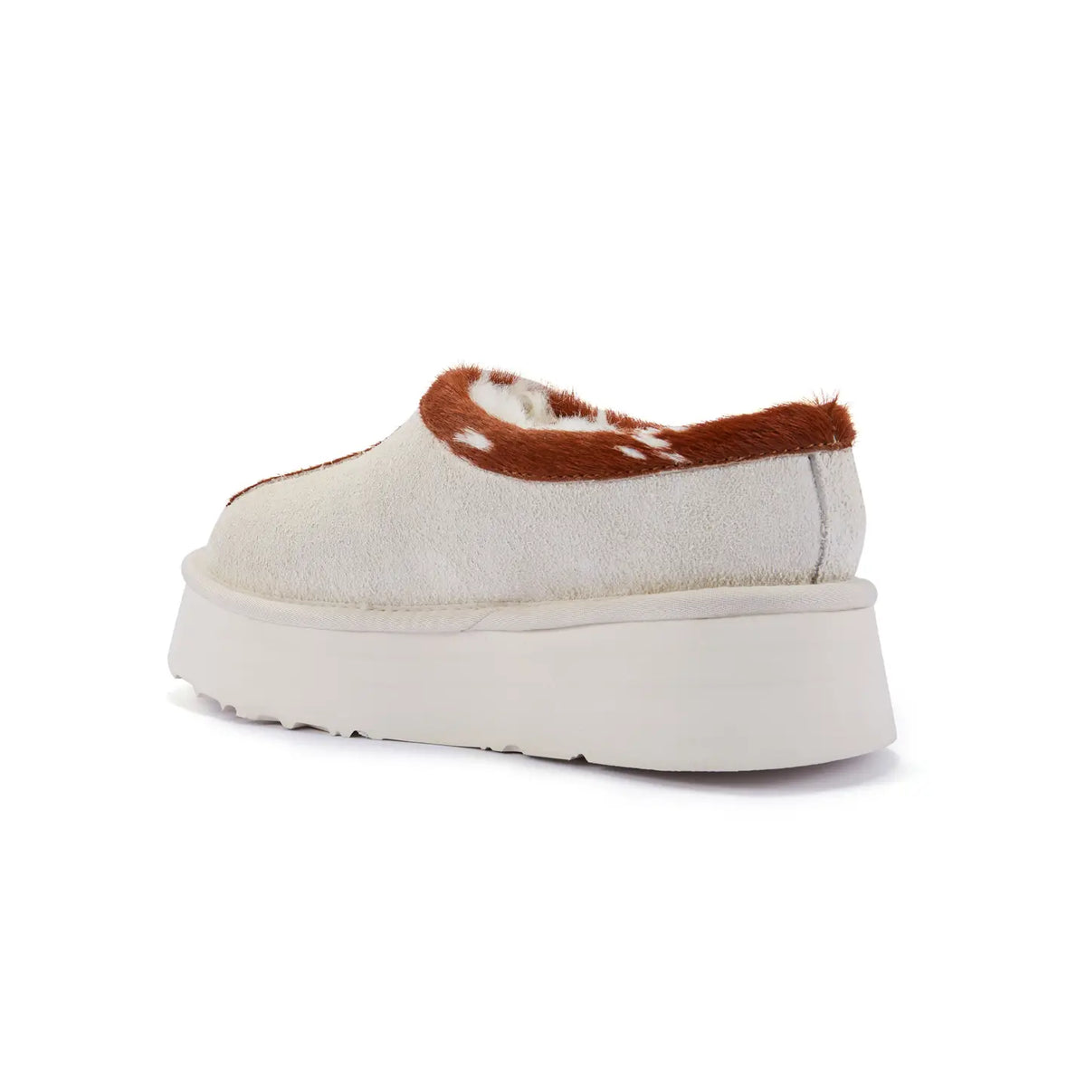 VEOBELLA Lumi, Cream Bambi Trim print platform moccasin clog, sole view