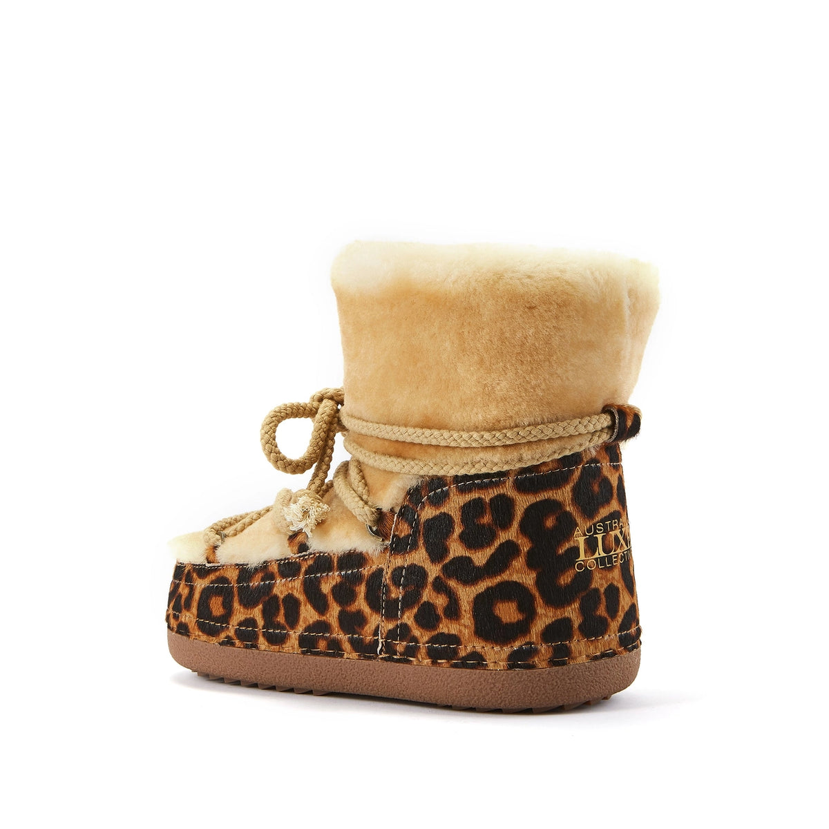 VEOBELLA Marlow, Leopard print lace-up boot, angle view