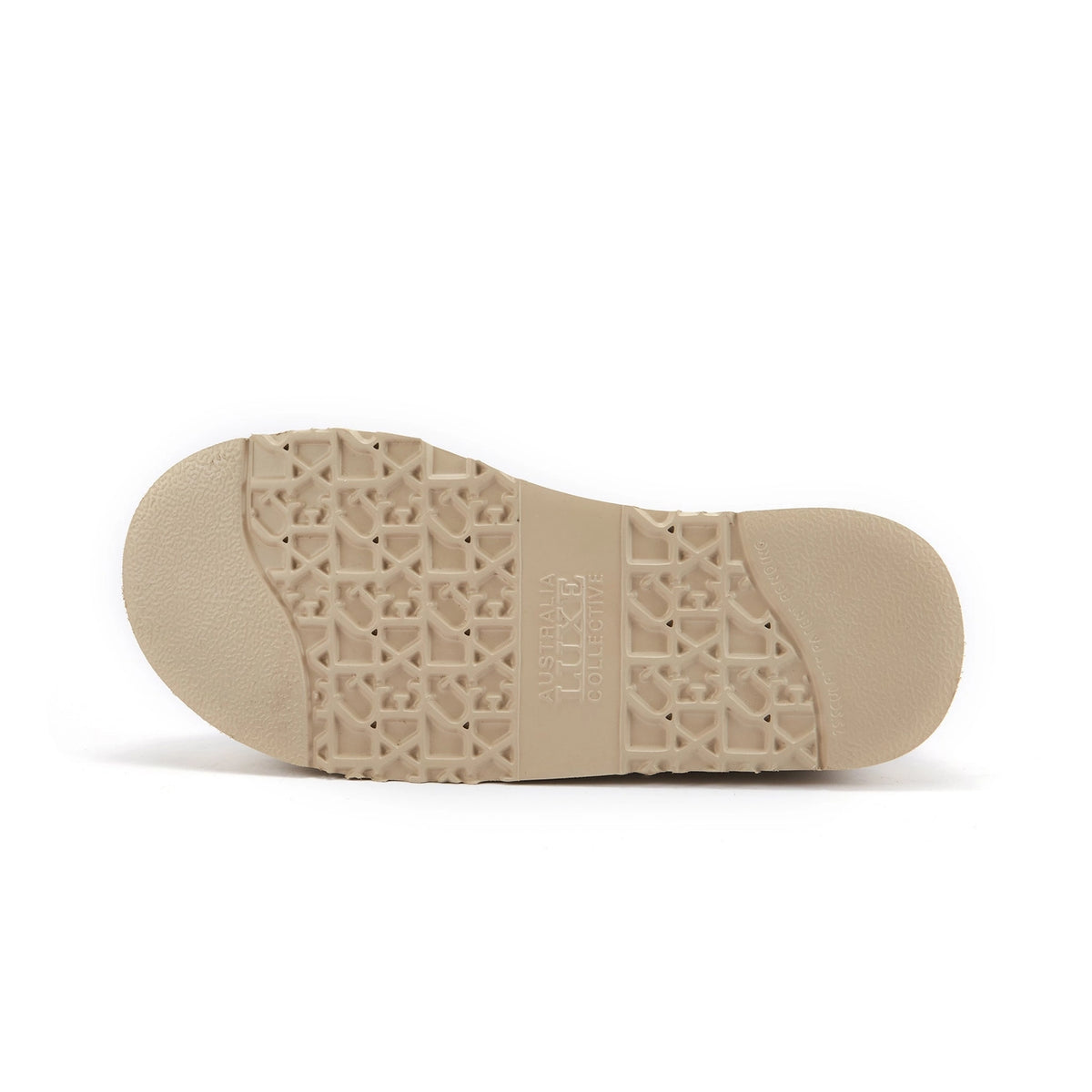 VEOBELLA Nova, Snow Leopard print platform ultra-short boot, sole view