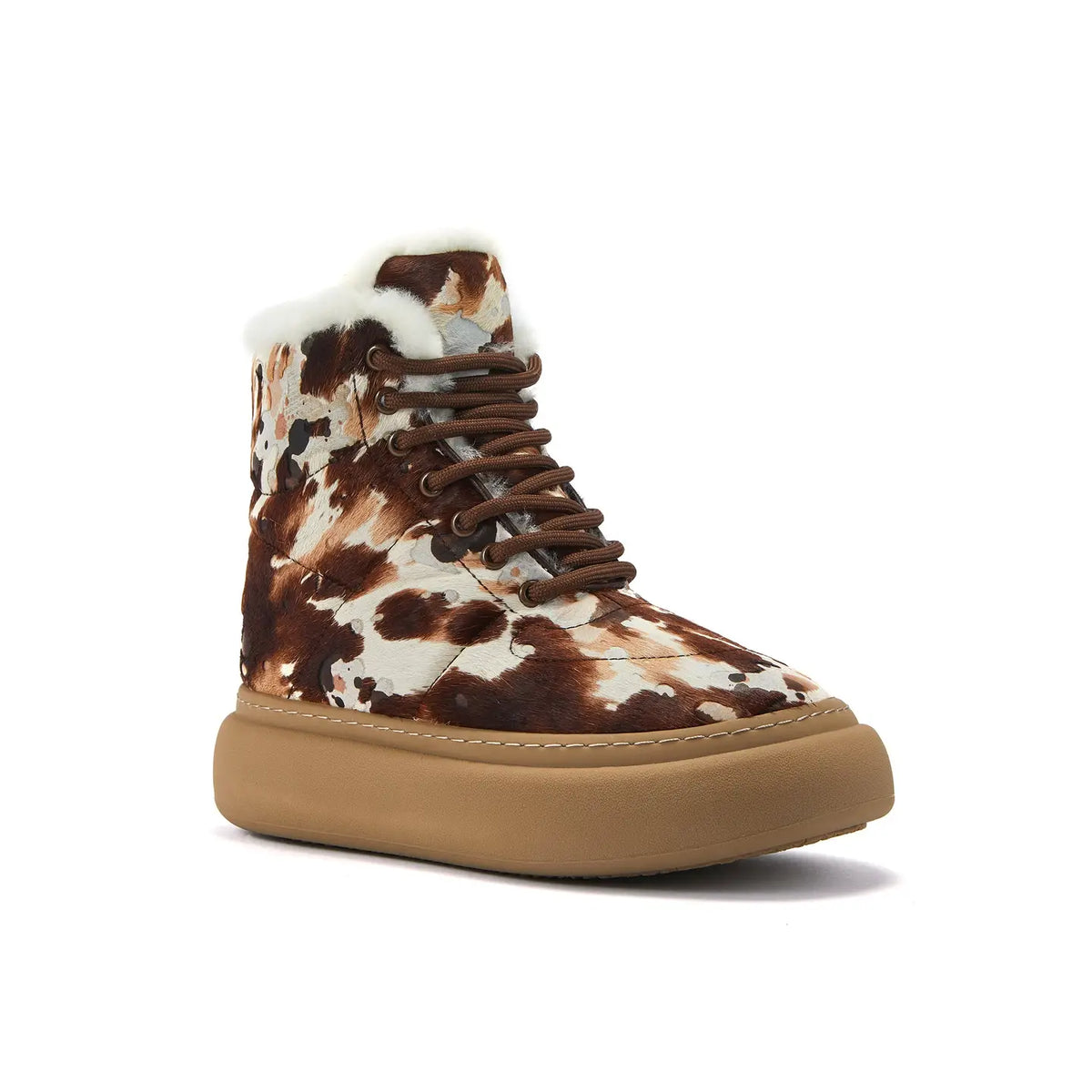 VEOBELLA Saga, Splat print platform lace-up boot, front view