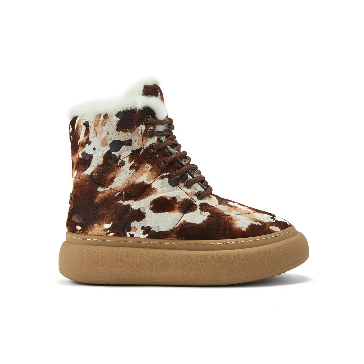 VEOBELLA Saga, Splat print platform lace-up boot, side view