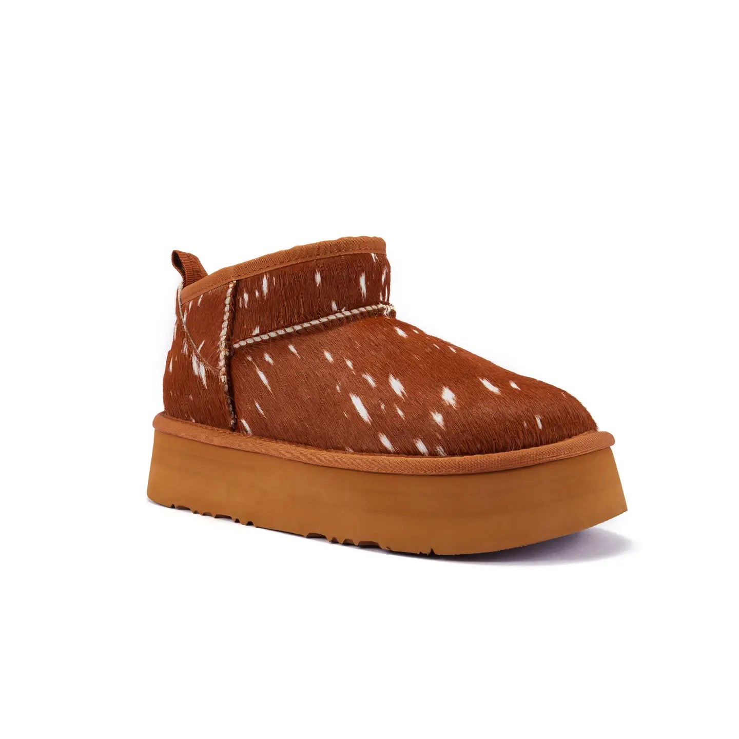 VEOBELLA Wren, Bambi print platform ultra-short boot, front view