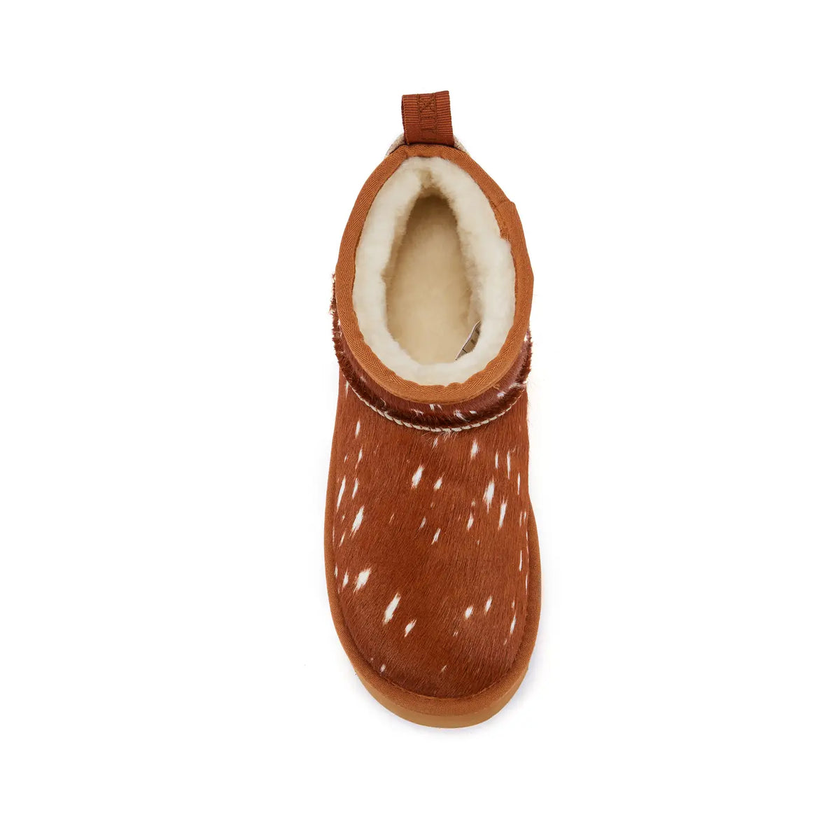 VEOBELLA Wren, Bambi print platform ultra-short boot, top view